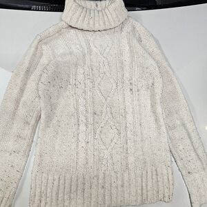Columbia Cream Cable Knit Turtleneck Sweater